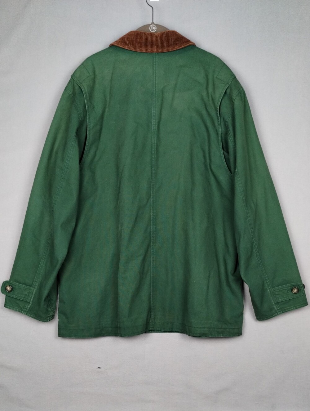 Lands' End Green Barn Jacket Chore Coat with Brown Corduroy Collar - Picture 6 of 16